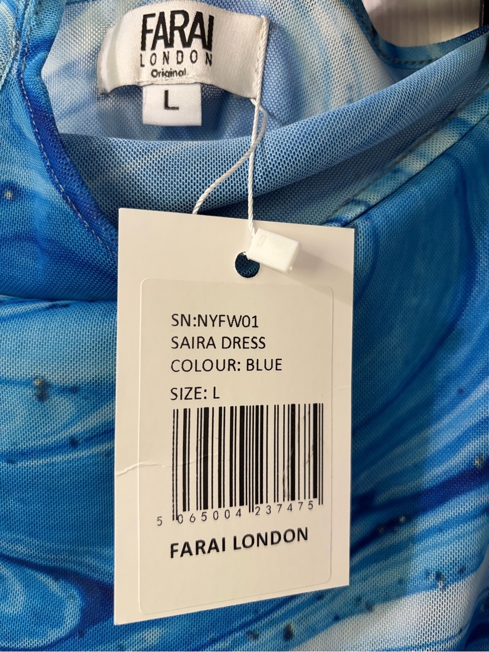 NWT Farai London X REVOLVE Saira Dress Blue Marble Size Large Resort Beach Party - Picture 5 of 7